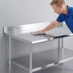 Heavy-Duty 60x30 Stainless Steel Work Table with Adjustable Shelf, NSF Certified, 520lb Capacity, Easy-Clean Surface for Commercial & Home Kitchens