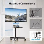 PERLESMITH Mobile TV Cart with Wheels for 23-60 LCD/LED/OLED TVs, Height Adjustable Shelf, Holds Up to 88 lbs, Max VESA 400x400mm