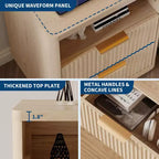 Nightstand with Charging Station, Drawers & Open Shelf, Modern Wood Bedside Table for Bedroom/Living Room/Office
