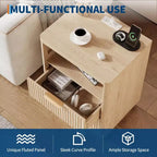 Nightstand with Charging Station, Drawers & Open Shelf, Modern Wood Bedside Table for Bedroom/Living Room/Office