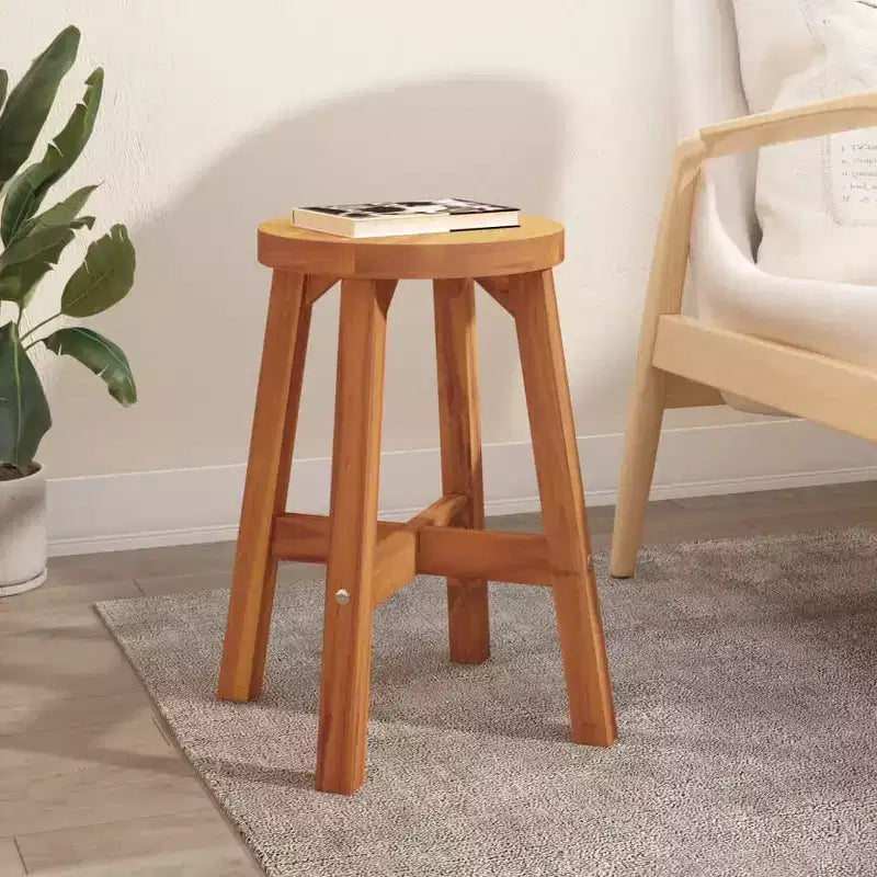 vidaXL Stool Brown Solid Acacia wood Medium Durable Stool Round