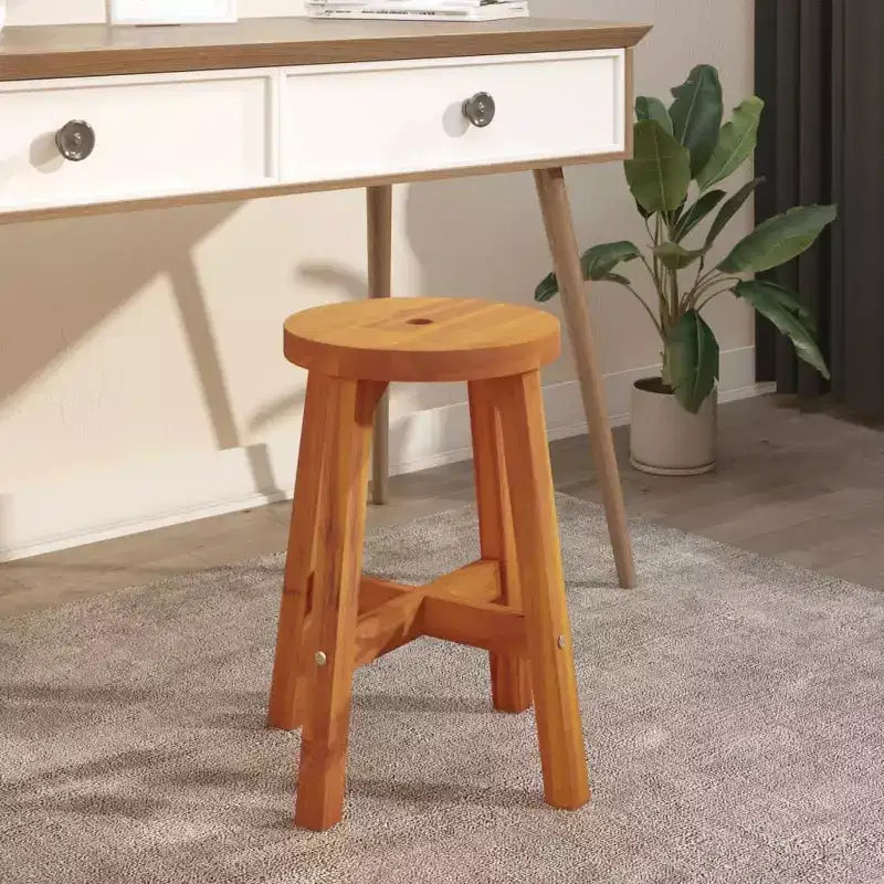 vidaXL Stool Brown Solid Acacia wood Medium Durable Stool Round