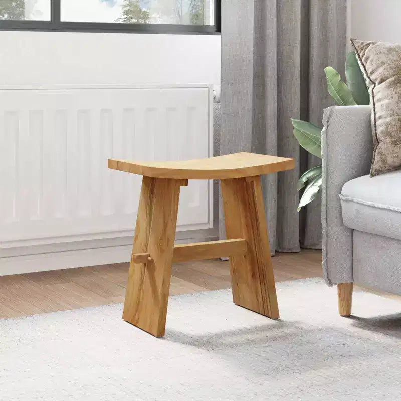 vidaXL Bathroom Stool Brown 19.69 x 11.61 x 19.88 in Solid Teak Wood