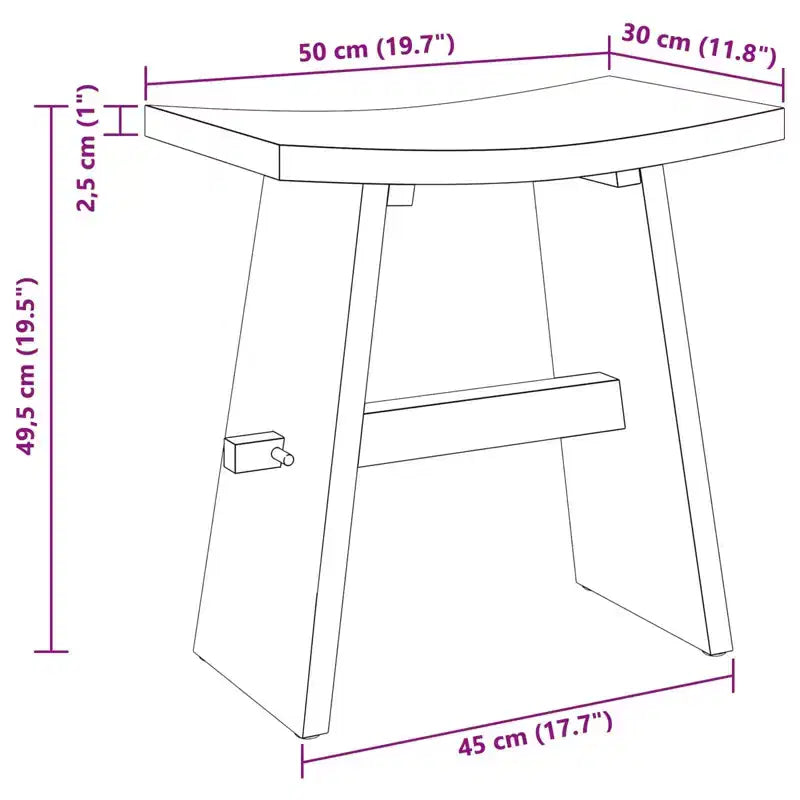 vidaXL Bathroom Stool Brown 19.69 x 11.61 x 19.88 in Solid Teak Wood