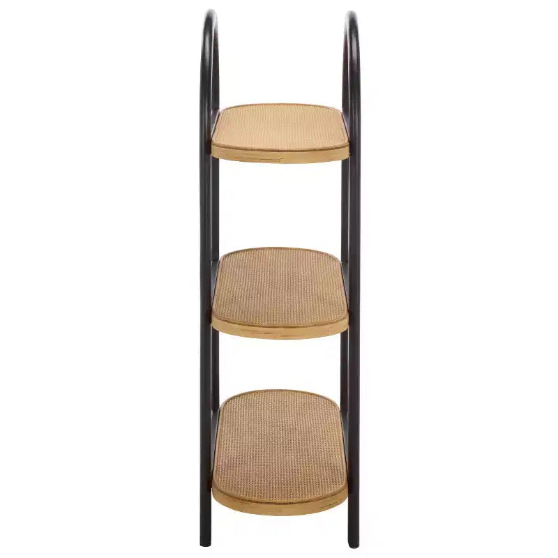 Wilson Wood & PE Rattan Storage Shelf - Black/Brown - SEI
