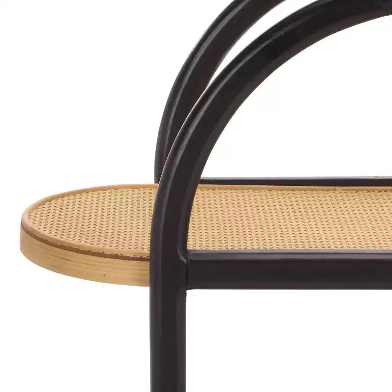 Wilson Wood & PE Rattan Storage Shelf - Black/Brown - SEI
