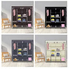 Karl Home 12-Cube Portable Closet Wardrobe with 2 Hanging Rods & 4 Side Pockets, 4-Tier Non-Woven Fabric Storage Organizer Black