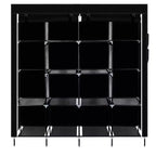 Karl Home 12-Cube Portable Closet Wardrobe with 2 Hanging Rods & 4 Side Pockets, 4-Tier Non-Woven Fabric Storage Organizer Black
