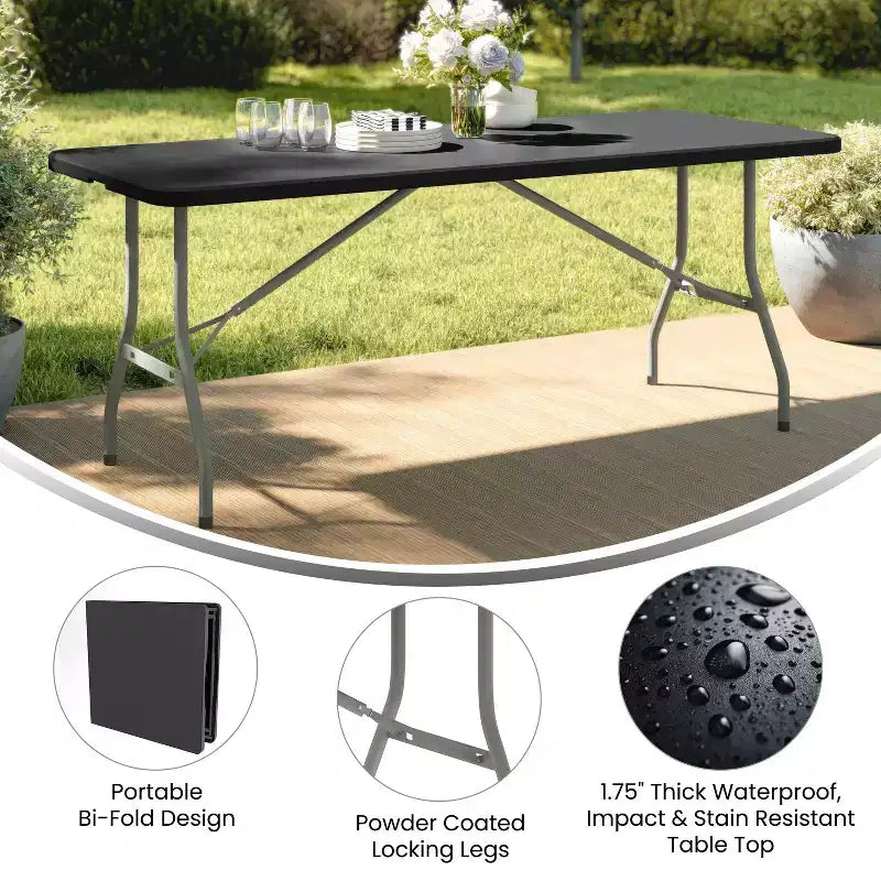 Flash Furniture 6-Foot Bi-Fold Plastic Folding Table