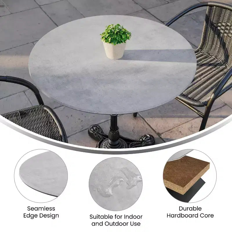 Flash Furniture Acadia TopGuard HPL Wrapped Tabletop, Seamless Edge, Scratch & Stain Resistant, Commercial Grade