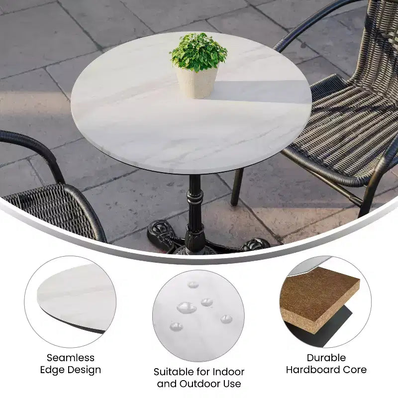 Flash Furniture Acadia TopGuard HPL Wrapped Tabletop, Seamless Edge, Scratch & Stain Resistant, Commercial Grade