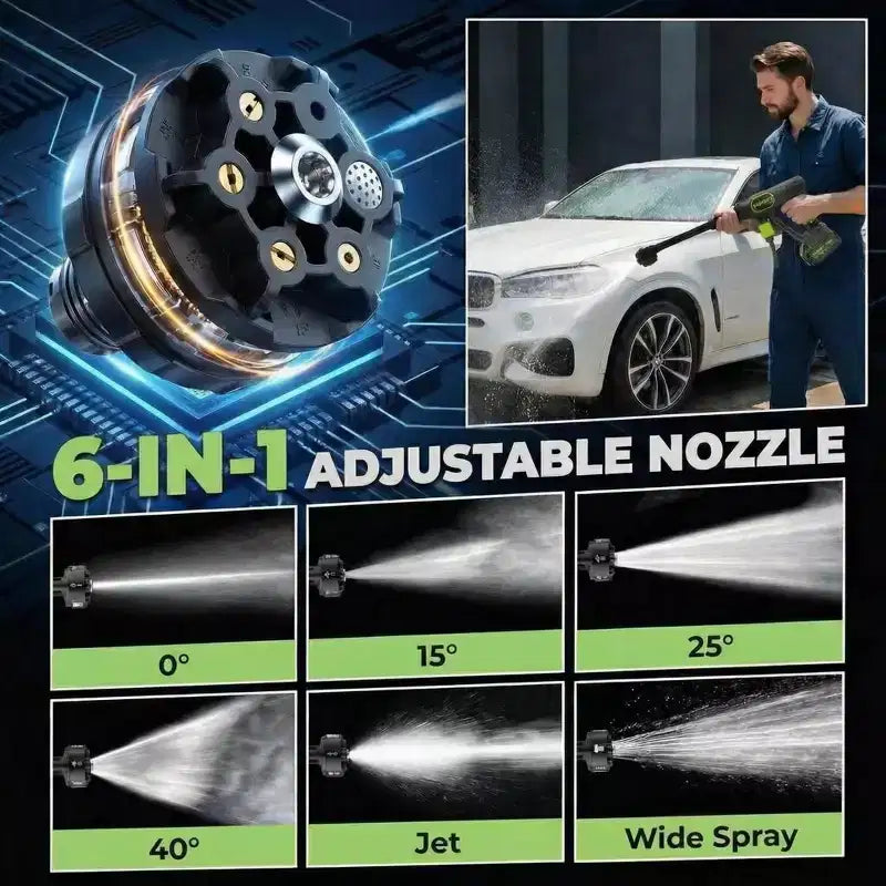 Garvee 20V Cordless Pressure Washer, 320 PSI Portable Power Cleaner with Battery, 6-in-1 Nozzle Foam Cannon for Car Patio Home