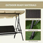 3-Seat Patio Swing Chair with Adjustable Canopy, Rattan Seat, Removable Cushions and Pillows