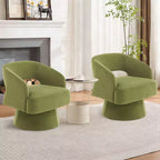Modern 360 Swivel Velvet Barrel Accent Chair, Upholstered Armchair with Striped Backrest & Plush Padding, Comfy Round Lounge Chair