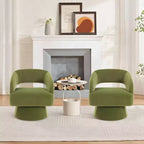 Modern 360 Swivel Velvet Barrel Accent Chair, Upholstered Armchair with Striped Backrest & Plush Padding, Comfy Round Lounge Chair