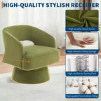 Modern 360 Swivel Velvet Barrel Accent Chair, Upholstered Armchair with Striped Backrest & Plush Padding, Comfy Round Lounge Chair