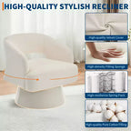 Modern 360 Swivel Velvet Barrel Accent Chair, Upholstered Armchair with Striped Backrest & Plush Padding, Comfy Round Lounge Chair