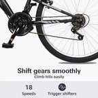 Hykolity 26 inch Mountain Bike, 18-Speed Outdoor Cycling Bike, High Carbon Steel Frame, MTB Bicycle for Men and Women, Dual Full Suspension, Black