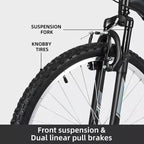 Hykolity 26 inch Mountain Bike, 18-Speed Outdoor Cycling Bike, High Carbon Steel Frame, MTB Bicycle for Men and Women, Dual Full Suspension, Black