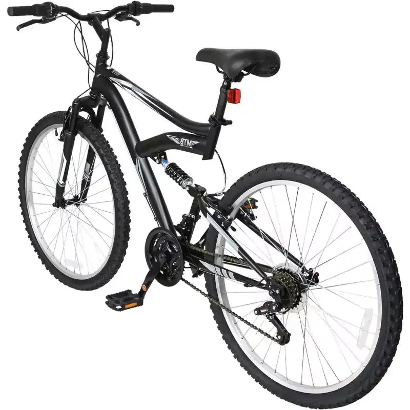 Hykolity 26 inch Mountain Bike, 18-Speed Outdoor Cycling Bike, High Carbon Steel Frame, MTB Bicycle for Men and Women, Dual Full Suspension, Black
