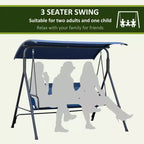 3-Person Patio Swing Chair with Adjustable Canopy and Cushions, Dark Blue