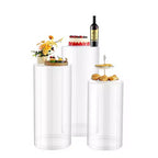 VEVOR Wedding Flower Stand, 3PCS 23.62/29.53/35.43 inch Round Cylinder Plinth, with Transparent Acrylic Lid, Cylindrical Pedestal Stands,Clear
