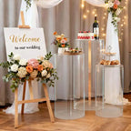 VEVOR Wedding Flower Stand, 3PCS 23.62/29.53/35.43 inch Round Cylinder Plinth, with Transparent Acrylic Lid, Cylindrical Pedestal Stands,Clear