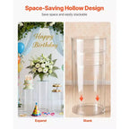VEVOR Wedding Flower Stand, 3PCS 23.62/29.53/35.43 inch Round Cylinder Plinth, with Transparent Acrylic Lid, Cylindrical Pedestal Stands,Clear