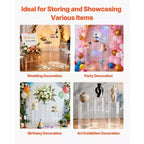 VEVOR Wedding Flower Stand, 3PCS 23.62/29.53/35.43 inch Round Cylinder Plinth, with Transparent Acrylic Lid, Cylindrical Pedestal Stands,Clear
