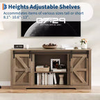 Rustic Farmhouse TV Stand Entertainment Center with Sliding Barn Doors, 4 Drawers, Adjustable Shelf & Cable Management, Perfect for Living Room