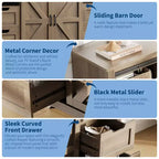 Rustic Farmhouse TV Stand Entertainment Center with Sliding Barn Doors, 4 Drawers, Adjustable Shelf & Cable Management, Perfect for Living Room