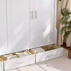 GDFStudio Rina Modern Murphy Platform Bed with Shelf, Side Cabinets and Drawers