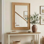 GDFStudio Brielle Farmhouse Rattan Solid Wood Decorative Wall Mirror