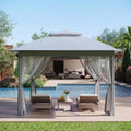 11x11 Pop-Up Instant Gazebo Tent with Mosquito Netting, Waterproof Outdoor Canopy Shelter for Backyard & Patio, Includes Portable Carrying Bag