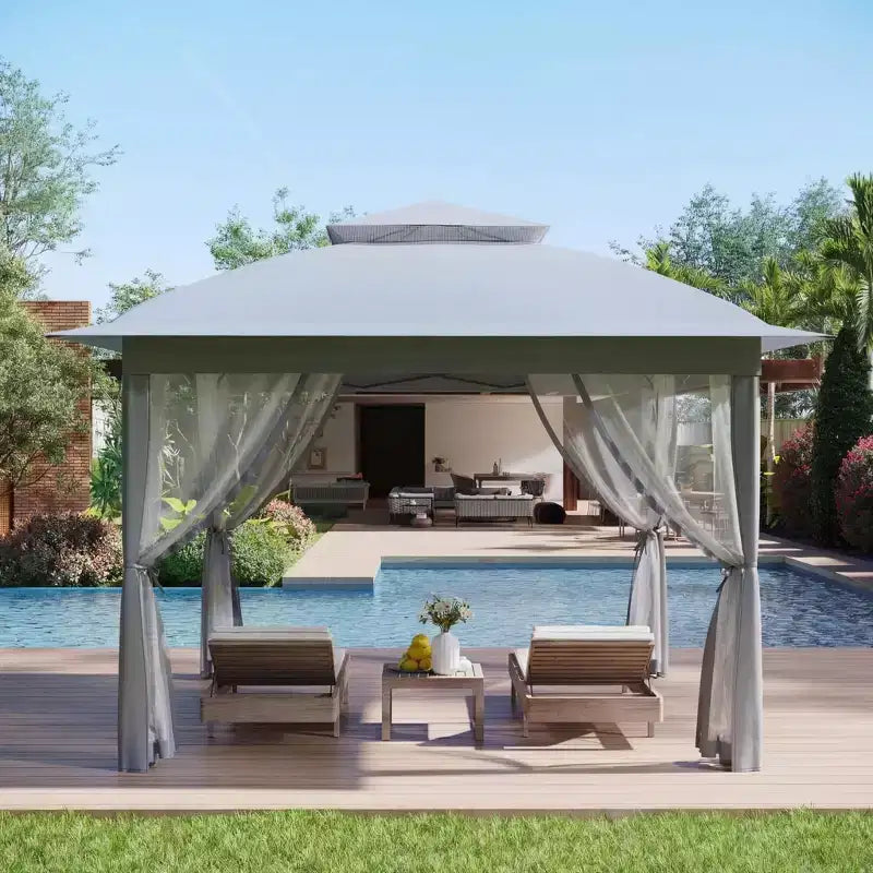11x11 Pop-Up Instant Gazebo Tent with Mosquito Netting, Waterproof Outdoor Canopy Shelter for Backyard & Patio, Includes Portable Carrying Bag