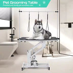 43.6 Pet Grooming Table for Large Dogs Heavy Duty Height Adjustable Dog Grooming Table with Overhead Arm & Noose Height Range 22''-39'',Up to 350 Lbs