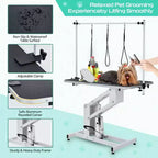 43.6 Pet Grooming Table for Large Dogs Heavy Duty Height Adjustable Dog Grooming Table with Overhead Arm & Noose Height Range 22''-39'',Up to 350 Lbs