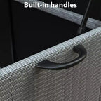 125 Gallon Large Deck Box Waterproof PE Rattan Outdoor Storage Box with Handles and Wheels, Storage Bin for Garden, Balcony, Porch, Pool, Yard
