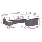 vidaXL Garden Sofa Set Black PE Rattan Medium to Large Adjustable Feet