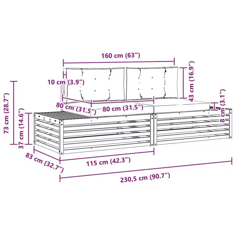 vidaXL Outdoor Sofa Set with Cushion 2 Piece Natural and Anthracite