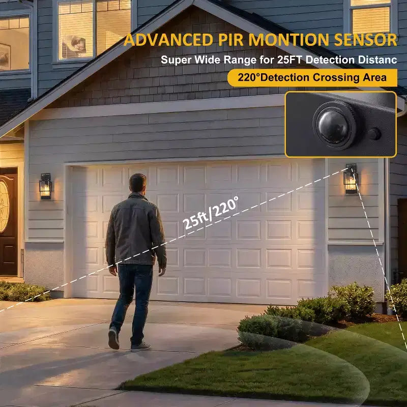 C Cattleya 14.75in Modern Matte Black Outdoor Wall Light with Clear Tempered Glass