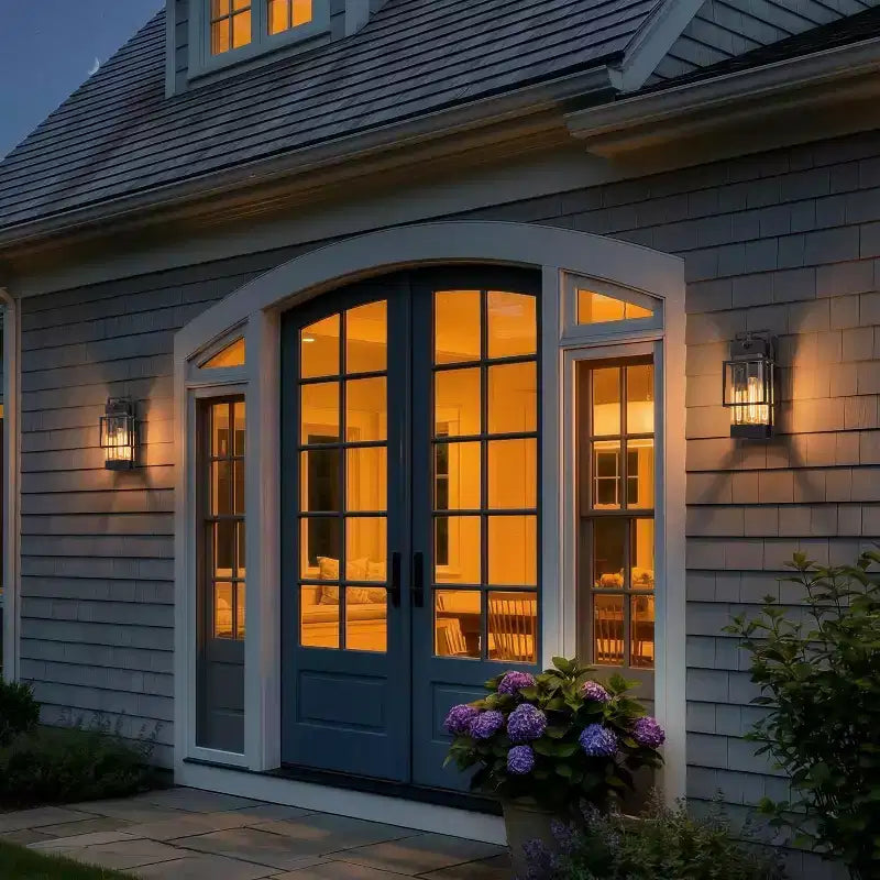 C Cattleya 14.75in Modern Matte Black Outdoor Wall Light with Clear Tempered Glass
