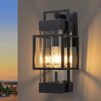 C Cattleya 14.75in Modern Matte Black Outdoor Wall Light with Clear Tempered Glass