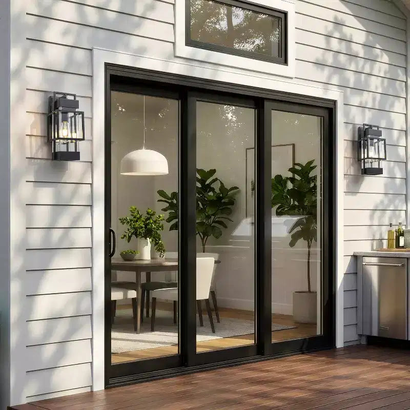 C Cattleya 14.75in Modern Matte Black Outdoor Wall Light with Clear Tempered Glass