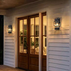 C Cattleya 14.75in Modern Matte Black Outdoor Wall Light with Clear Tempered Glass