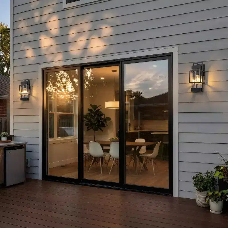 C Cattleya 14.75in Modern Matte Black Outdoor Wall Light with Clear Tempered Glass