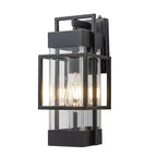 C Cattleya 14.75in Modern Matte Black Outdoor Wall Light with Clear Tempered Glass