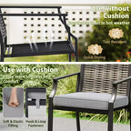 Gymax 3PCS Outdoor Bar Set High Top Patio Bar Table & Rattan Wicker Chairs w/Cushions