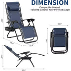 CuisinSmart Zero-Gravity Chairs Set of 2. Adjustable Reclining Patio Chairs with Pillow&Cup Holder Tray. Folding Portable Antigravity Chairs
