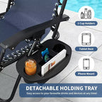CuisinSmart Zero-Gravity Chairs Set of 2. Adjustable Reclining Patio Chairs with Pillow&Cup Holder Tray. Folding Portable Antigravity Chairs